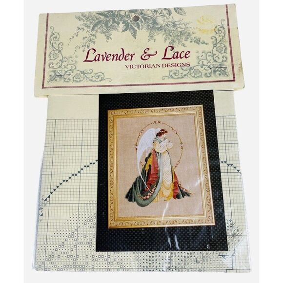 NOS 1992 Lavender & Lace Cross Stitch Pattern "Guardian Angel" Leavitt Imblum - Picture 2 of 4